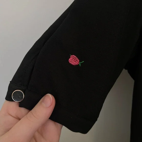 Abow Black Dress with Fruit Embroidery 🍉 🍎 🍌 Size 10 - Picture 11 of 16